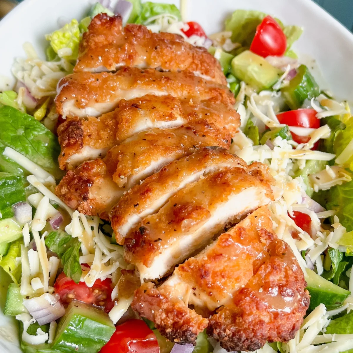 Crispy Chicken Salad With Homemade Honey Mustard Vinaigrette