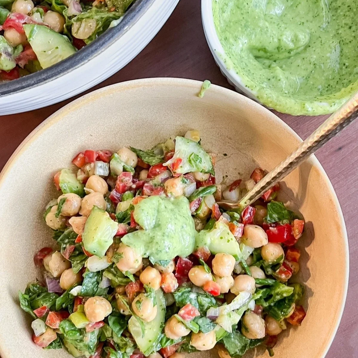 Chickpea Salad with Homemade Green Goddess Dressing