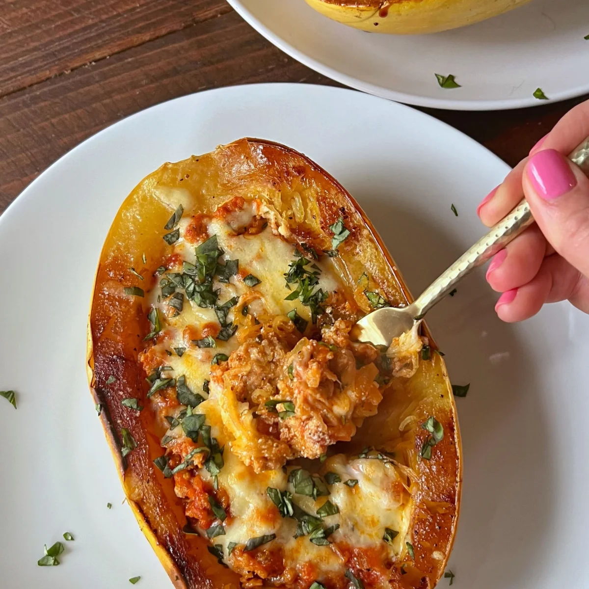 Lasagna Stuffed Spaghetti Squash