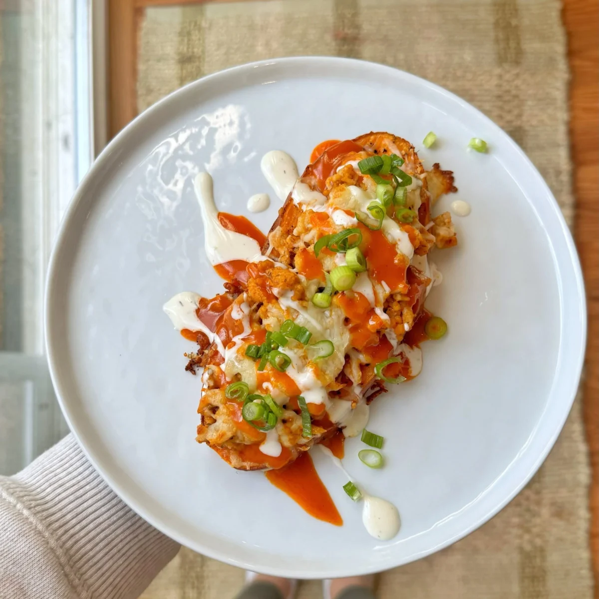 Buffalo Chicken Sweet Potato Boats