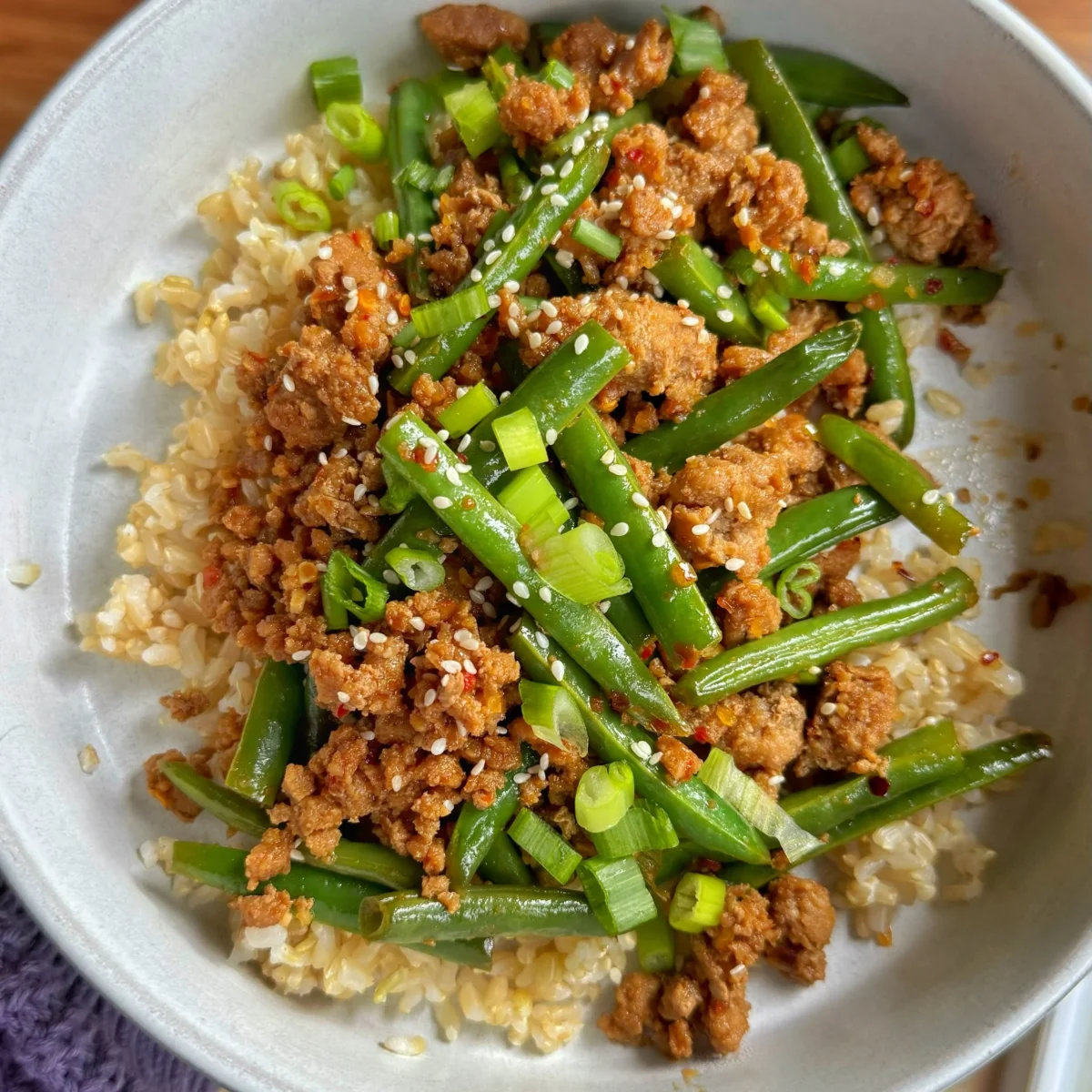Ground Turkey and Green Bean Stir Fry