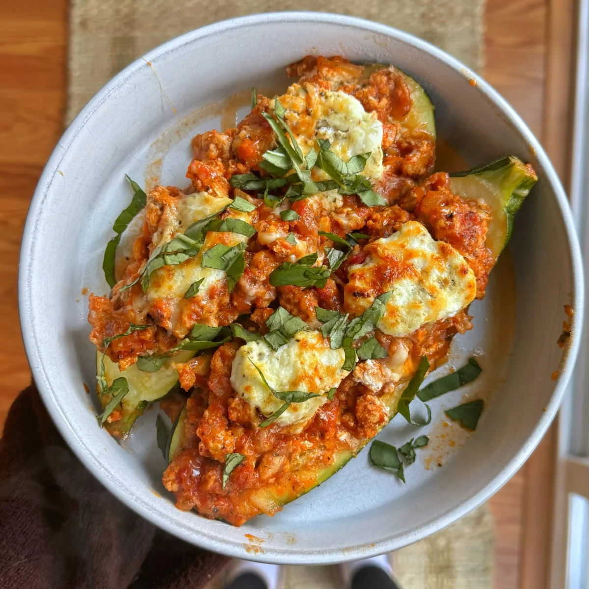 Lasagna Stuffed Zucchini Boats