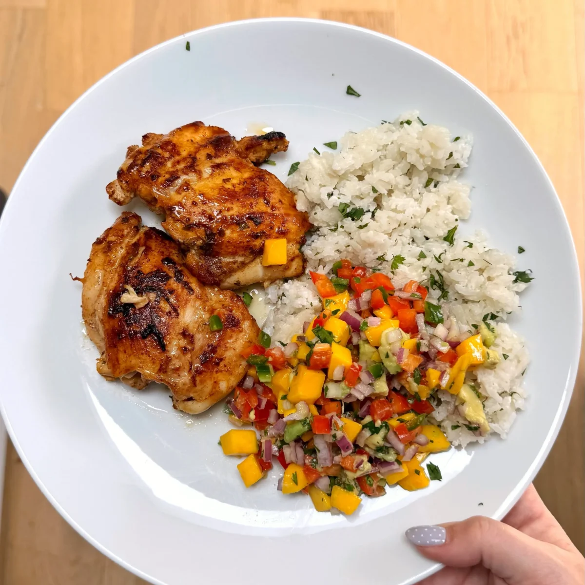 Cilantro Lime Chicken with Coconut Rice & Mango Salsa