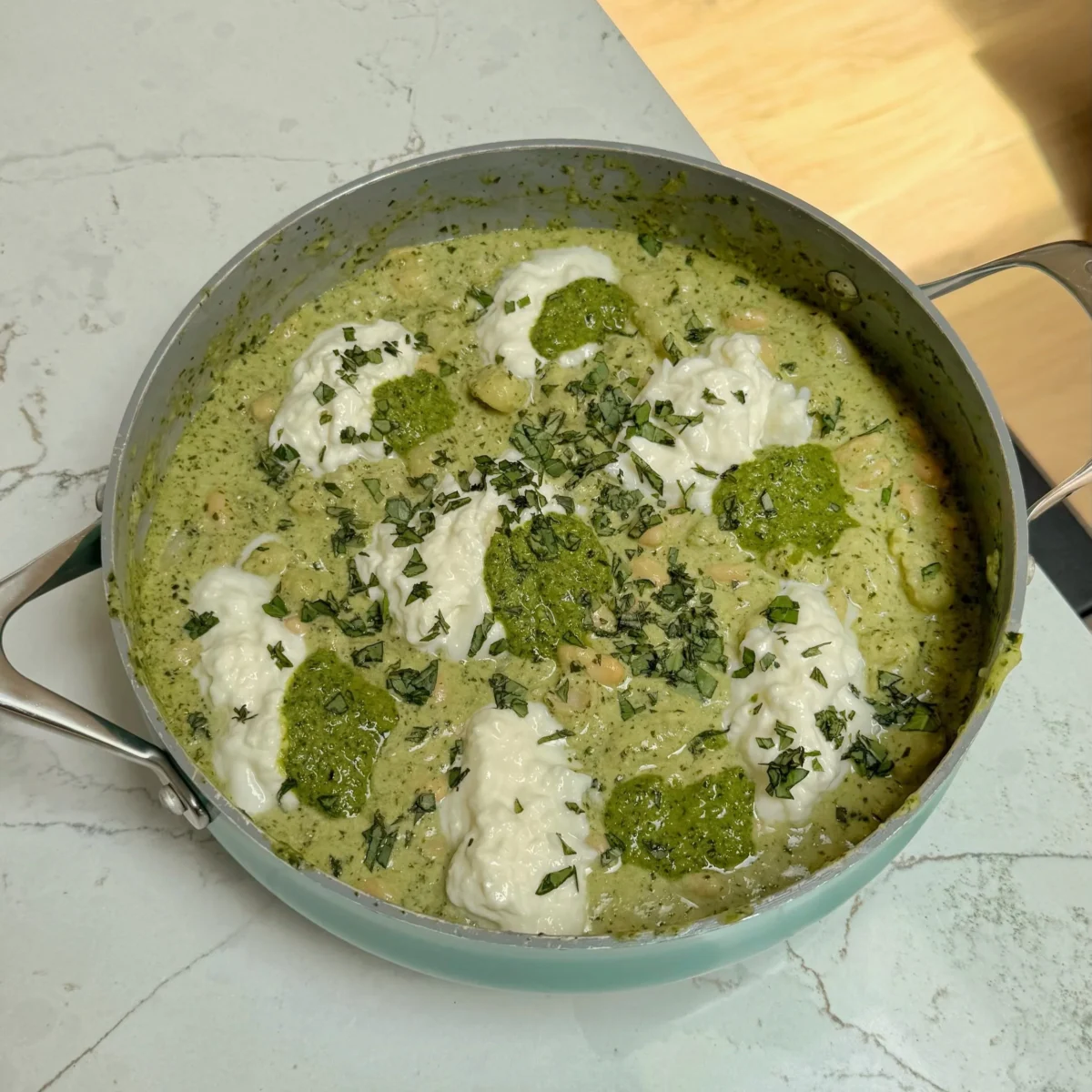 Creamy Pesto White Bean Gnocchi