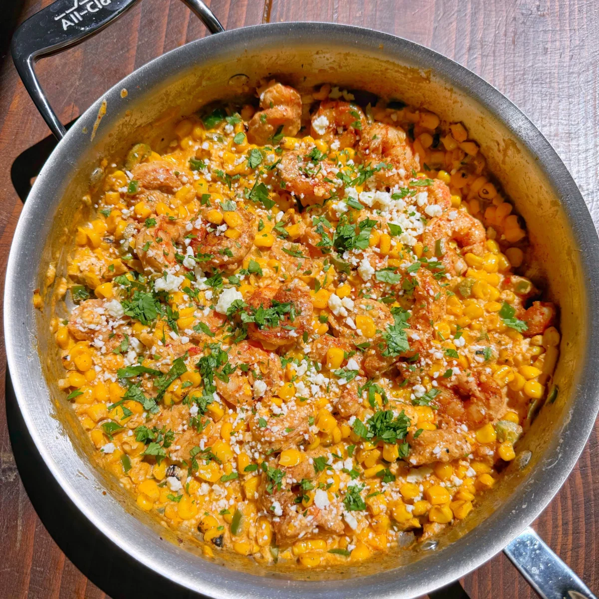 Creamy Street Corn Shrimp Skillet