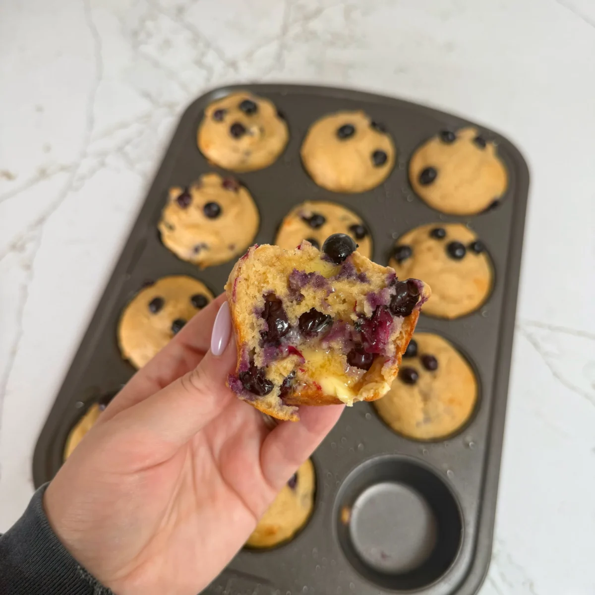 High Protein Blueberry Pancake Muffins