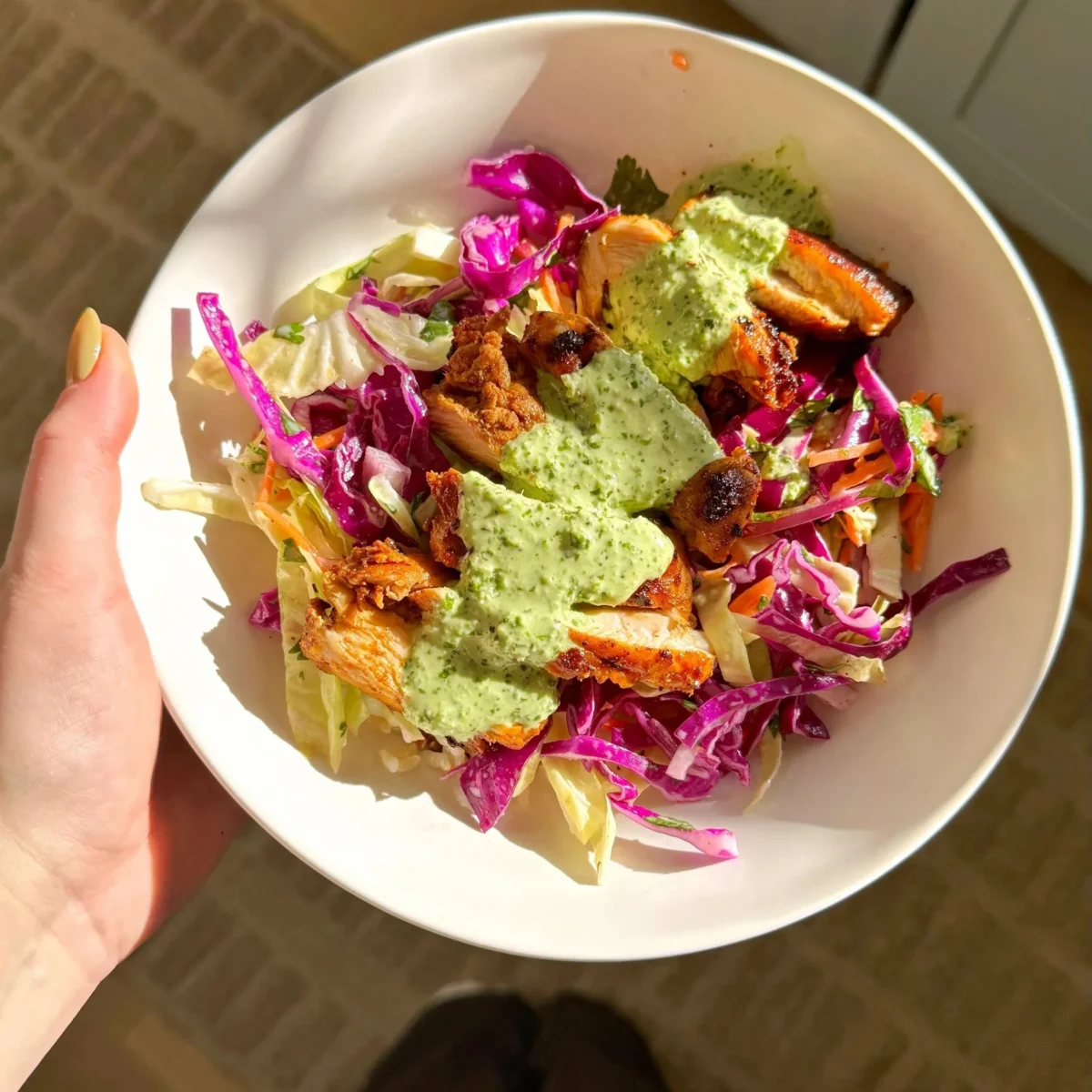 Peruvian Chicken With Green Sauce and Veggie Slaw