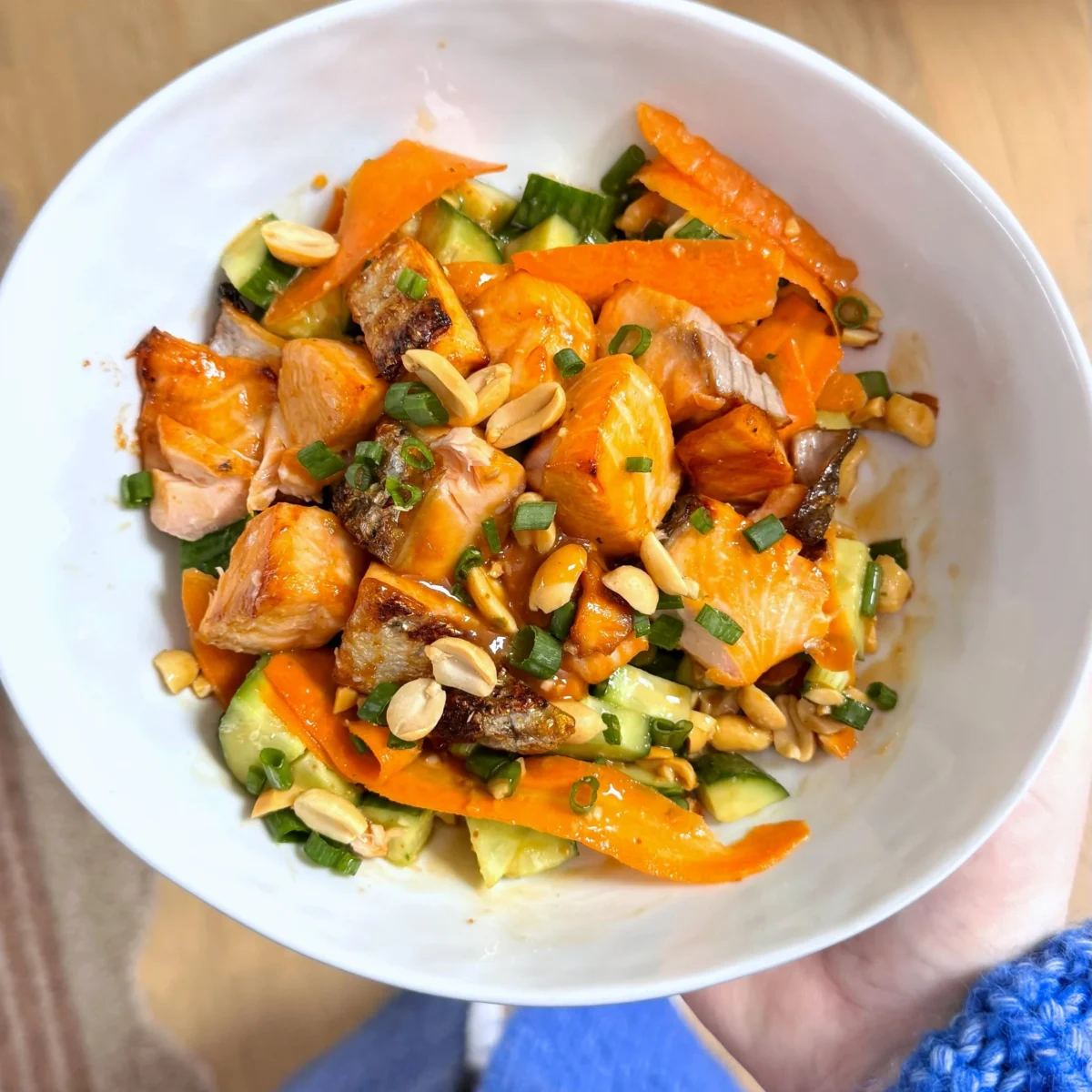 Salmon peanut crunch bowls