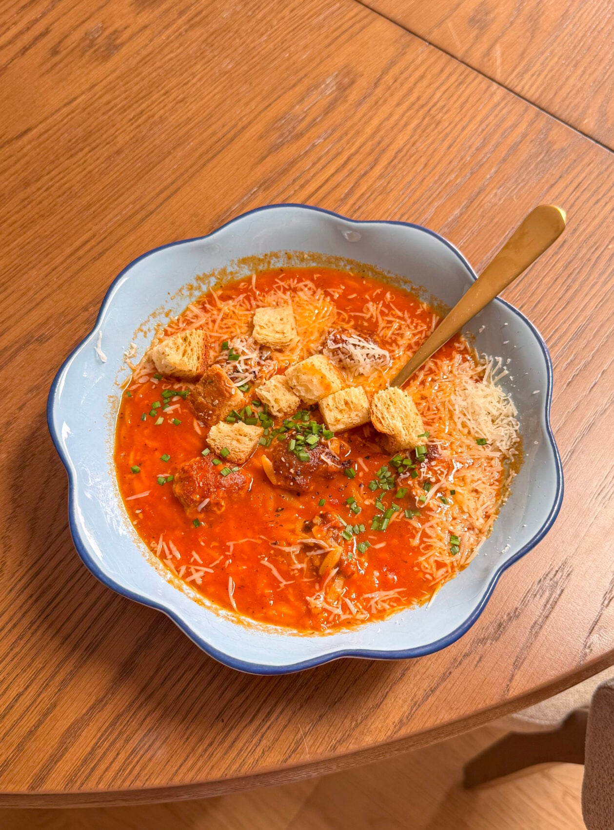 Creamy Tomato Orzo and Chicken Meatball Soup