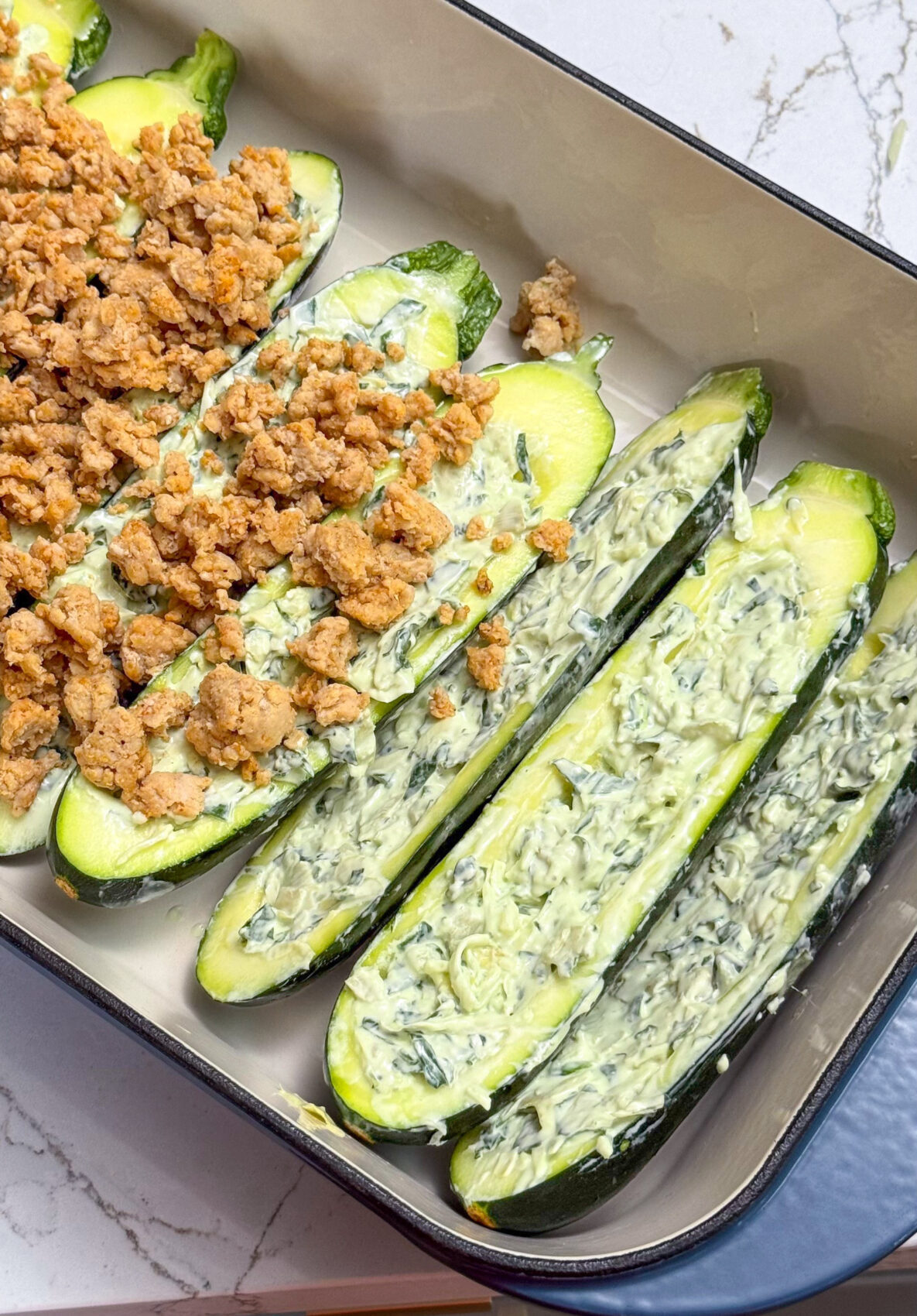 Spinach Artichoke Stuffed Zucchini