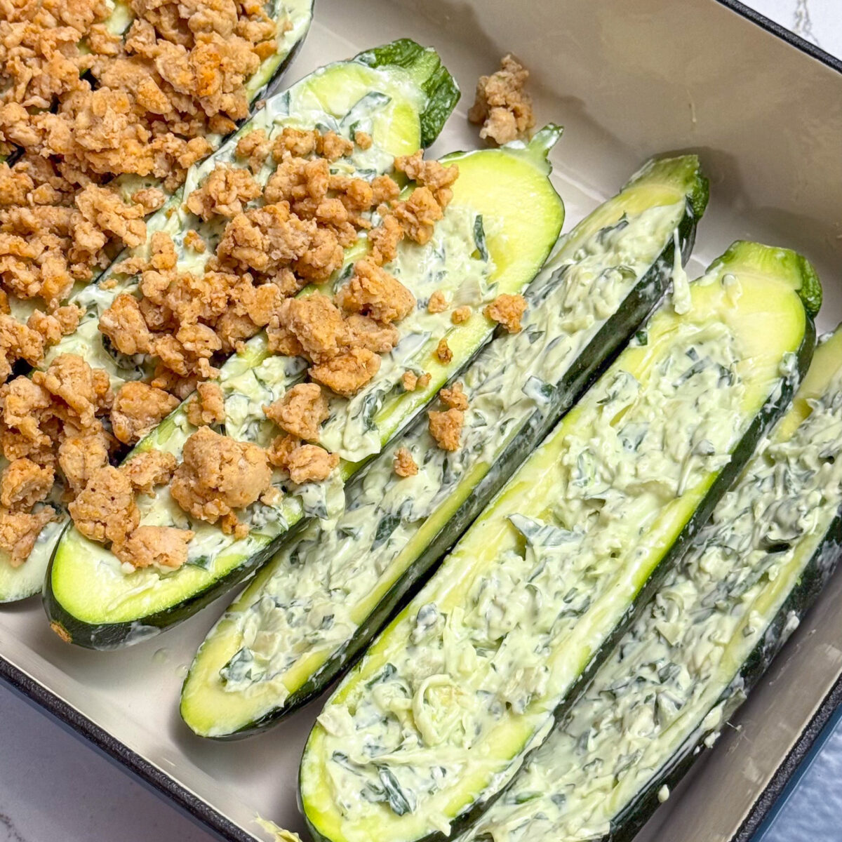 Spinach Artichoke Stuffed Zucchini